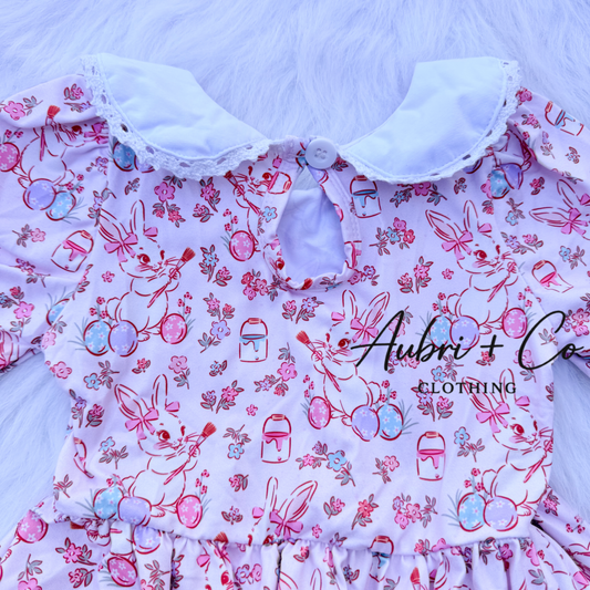 Vintage Bunny Lace Collar Dress