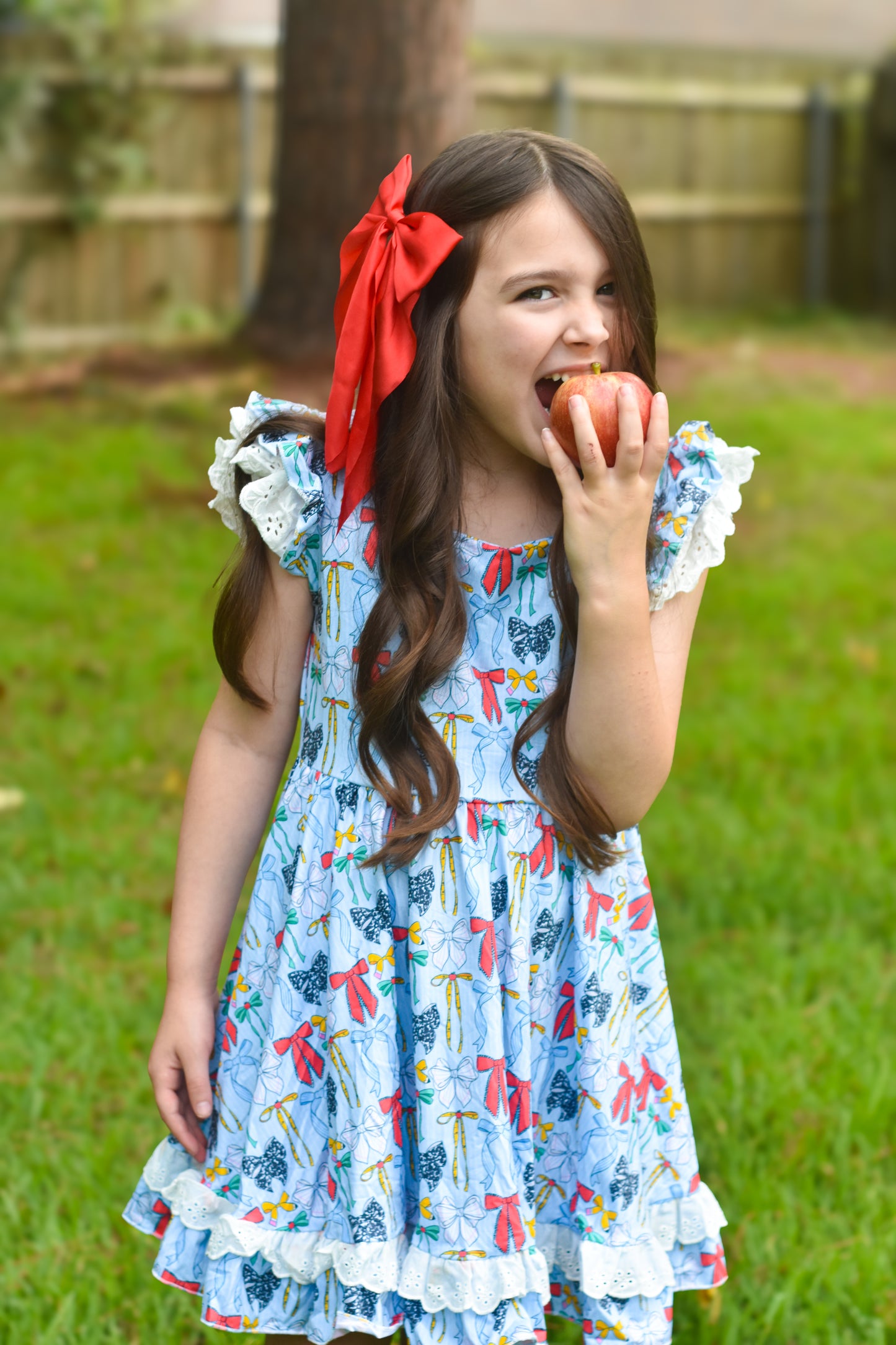 School Bows Lace Hidden Pocket Twirl Dress