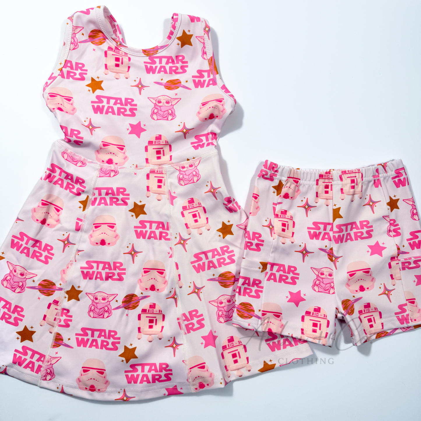 Pink Galaxy Athletic Yoga Dress + Short Set