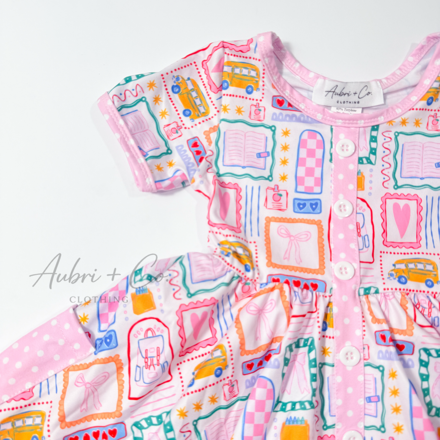 Pink School Doodles Pocket Twirl Dress