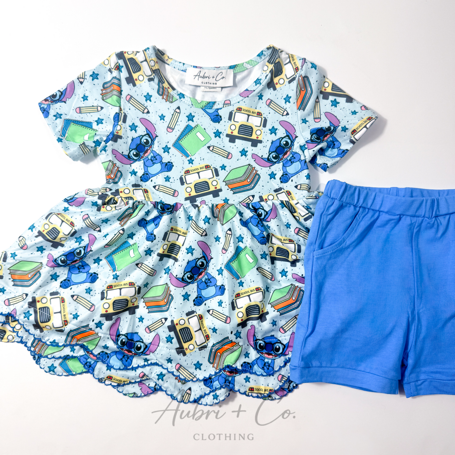 Blue School Alien Scallop Tunic Short Set