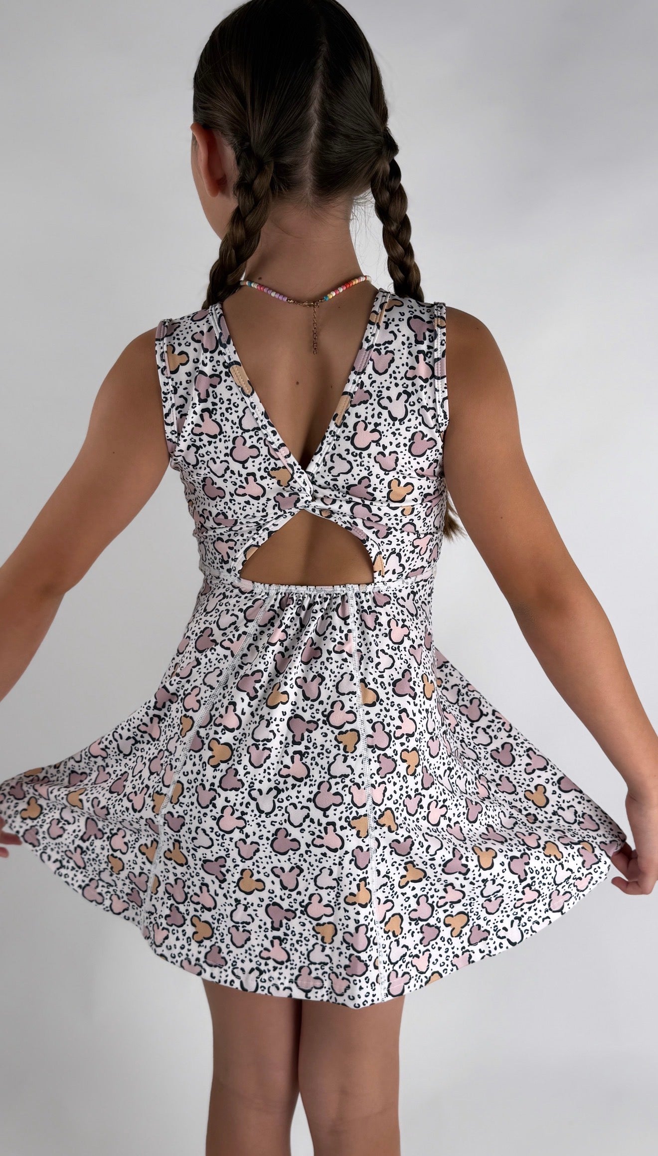 Leopard Mouse Athletic Yoga Dress + Short Set