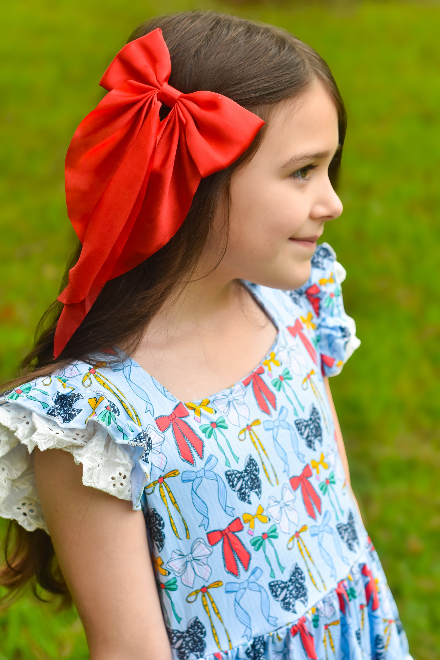 School Bows Lace Hidden Pocket Twirl Dress