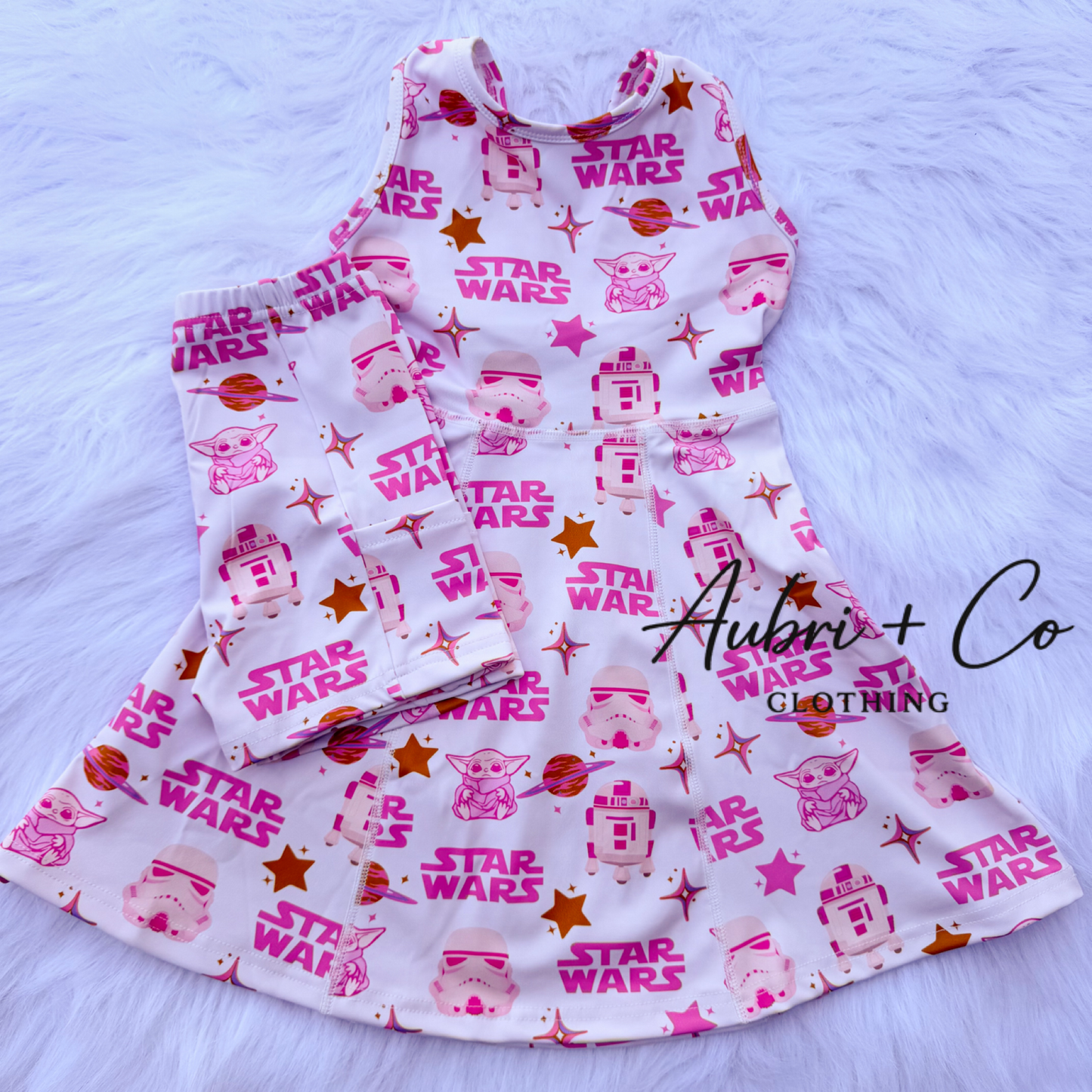 Pink Galaxy Athletic Yoga Dress + Short Set