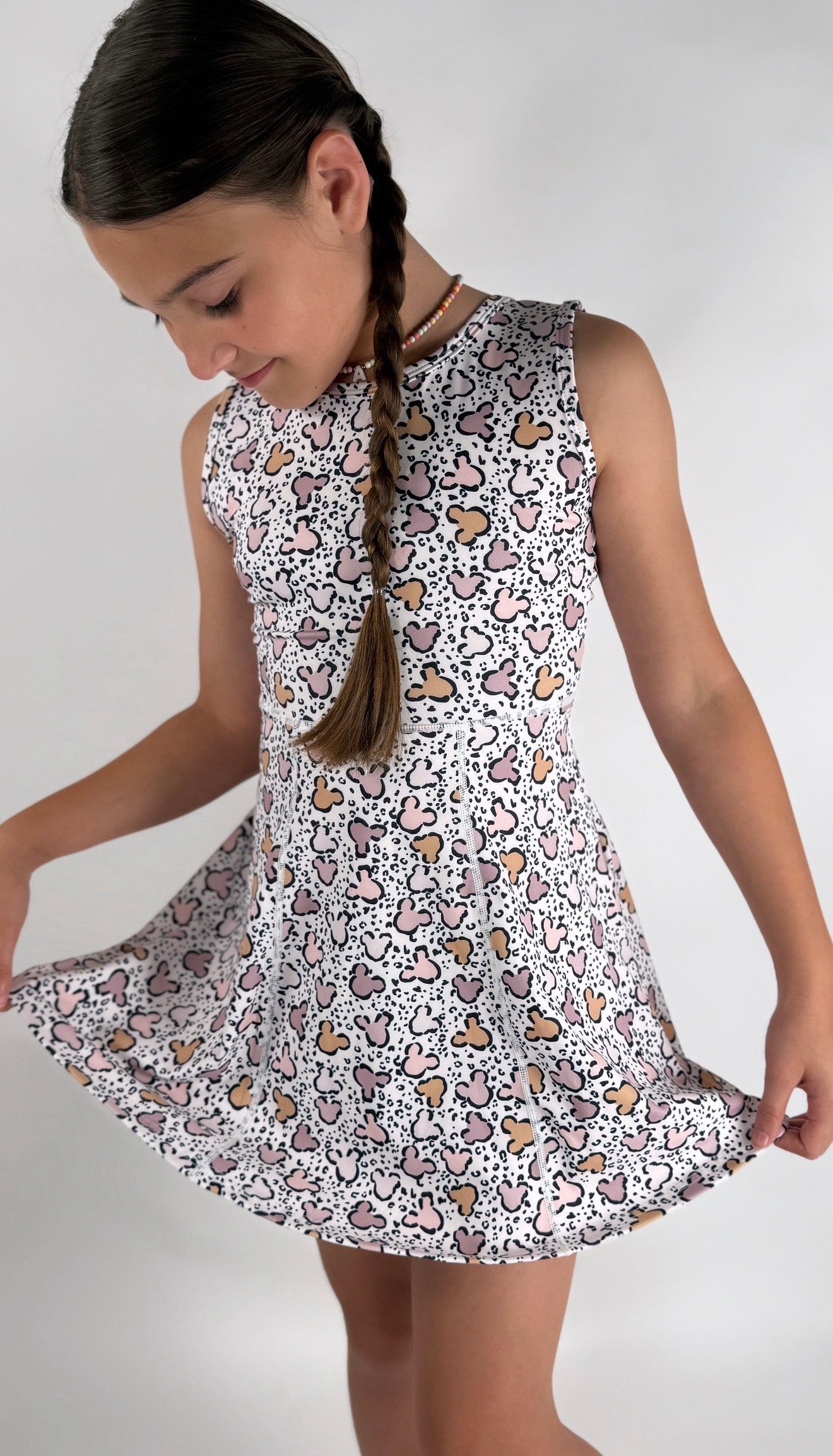 Leopard Mouse Athletic Yoga Dress + Short Set