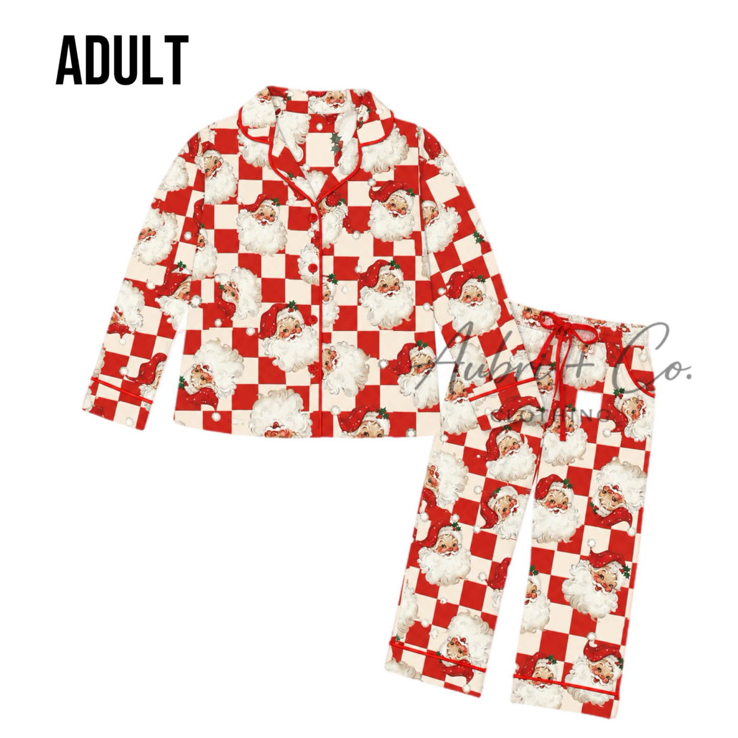 ADULT Retro Checker Santa Pajama Set