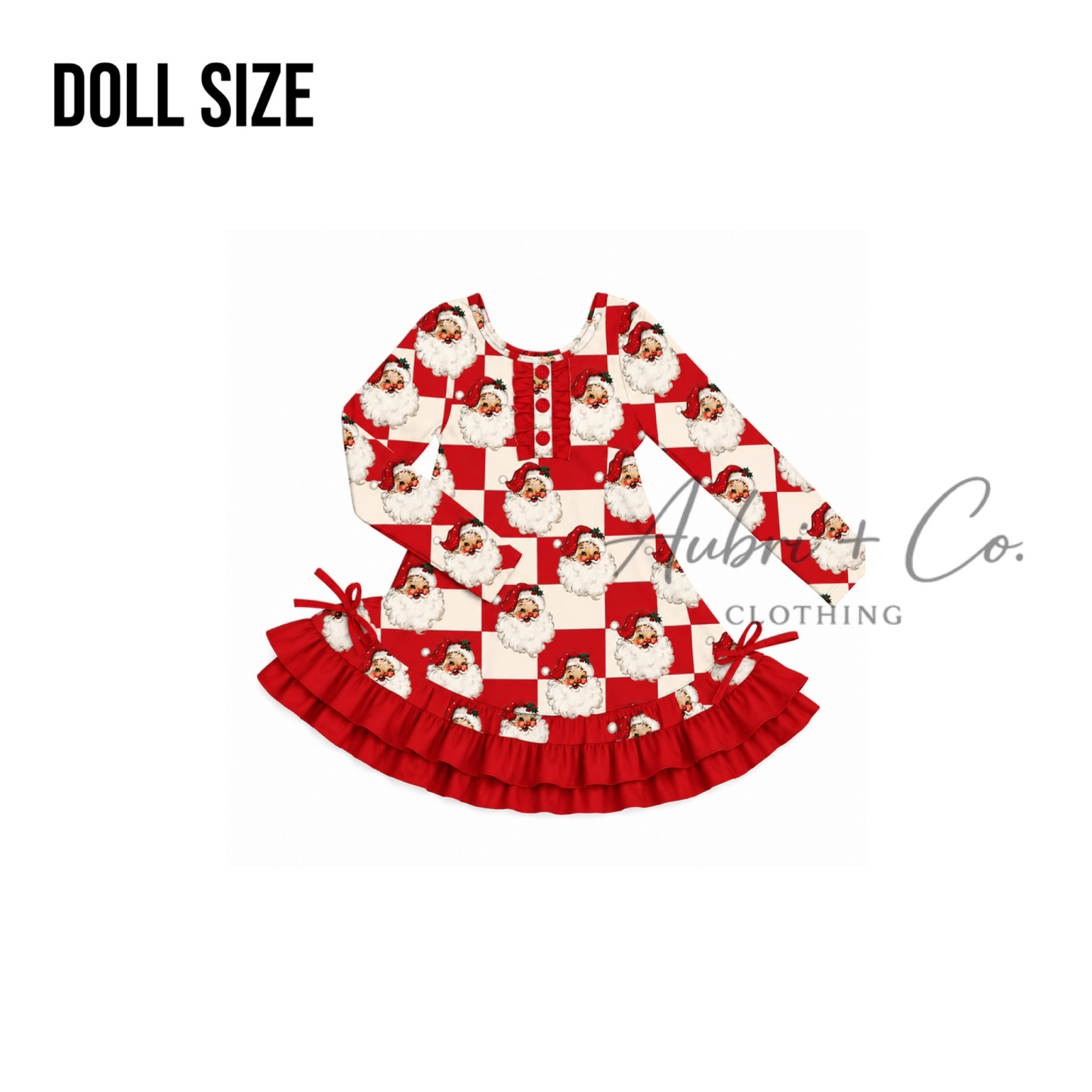 Retro Checker Santa 18 in. Doll Pajama Dress
