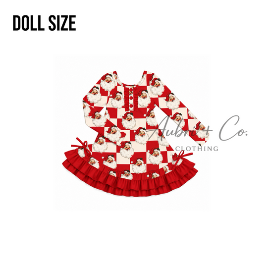 Retro Checker Santa 18 in. Doll Pajama Dress
