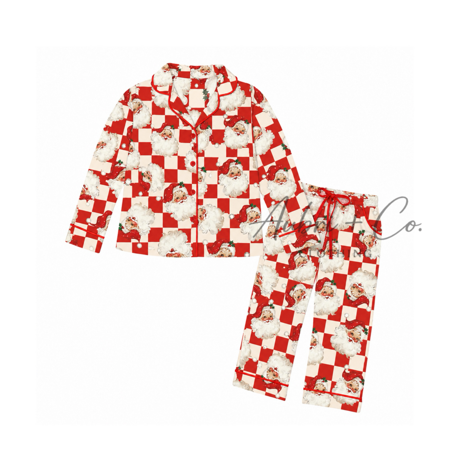 Retro Checker Santa Pajama Set