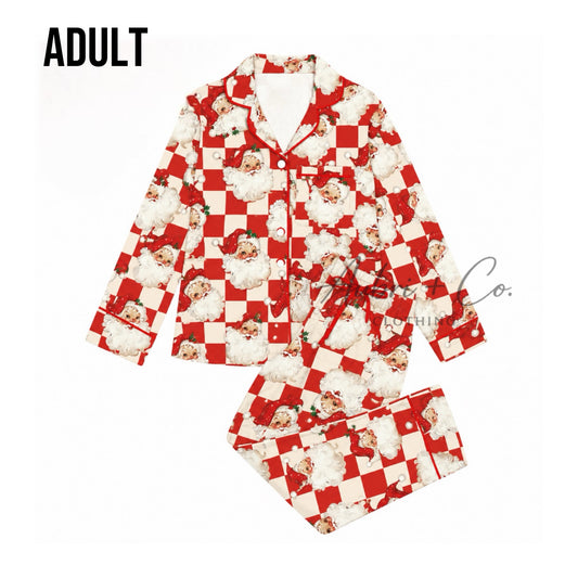ADULT Women’s Retro Checker Santa Pajama Set