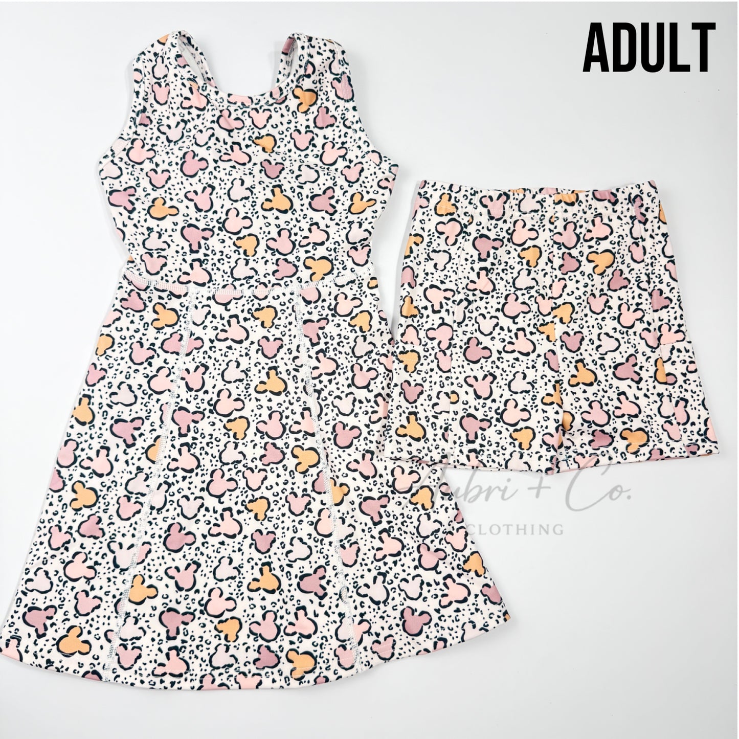 ADULT Leopard Mouse Athletic Yoga Dress + Short Set