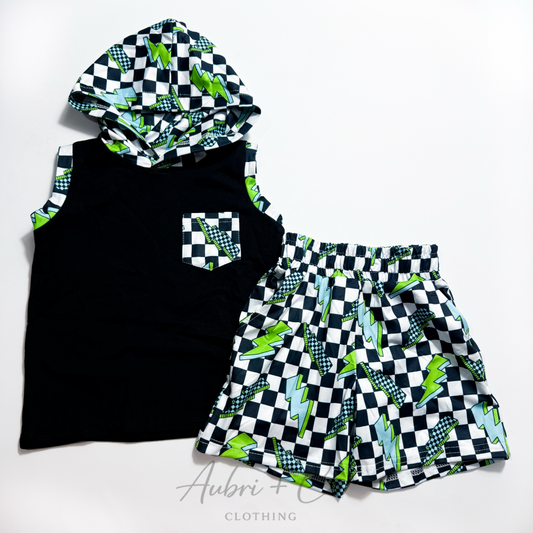 Electric Riot Hoodie Tee Short Set