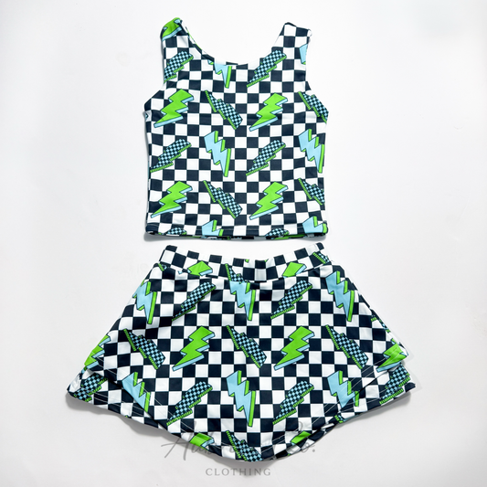 Electric Riot Yoga Crop Skort Set