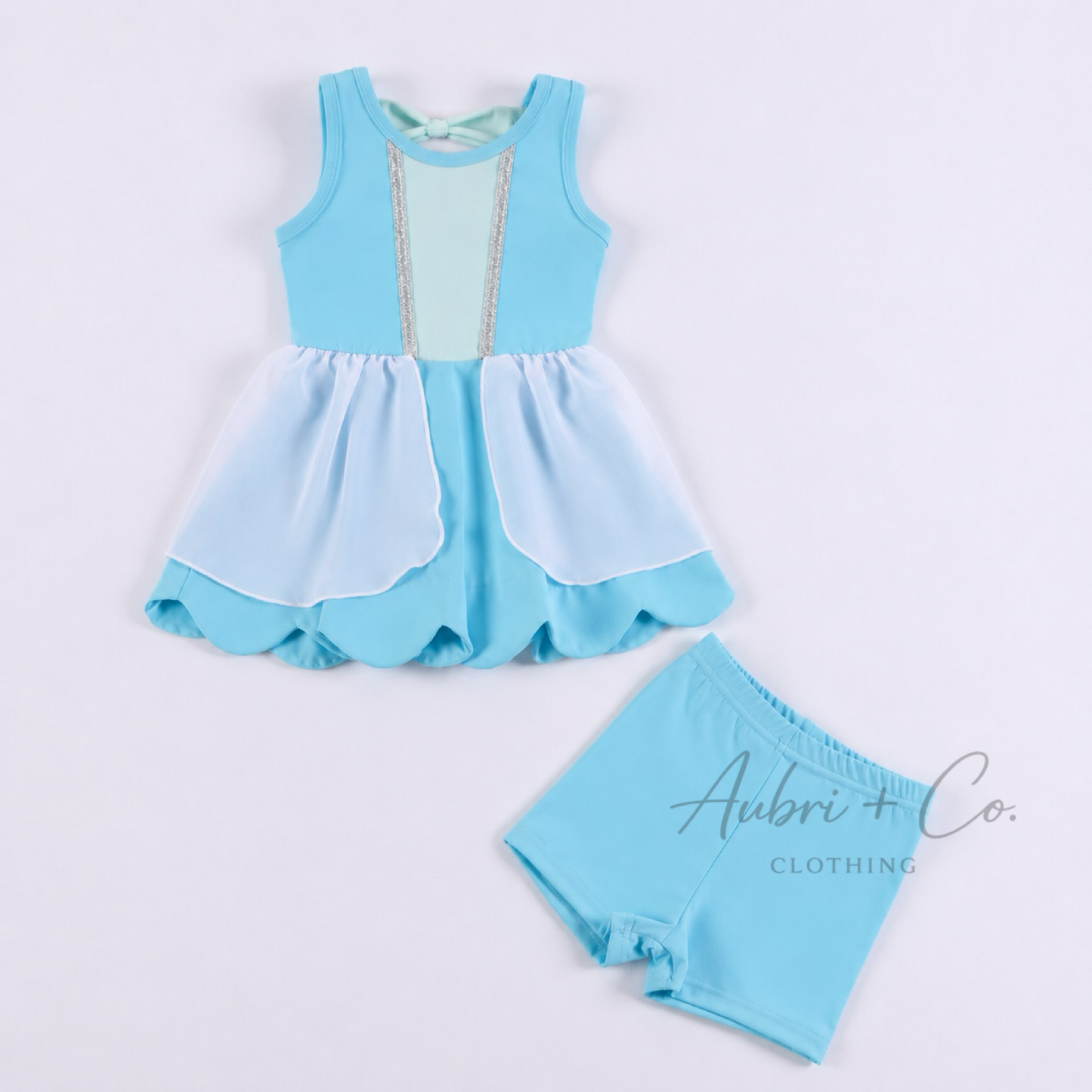 Glass Slipper Princess Bow Back Athletic Yoga Dress + Short Set AUG VAULT