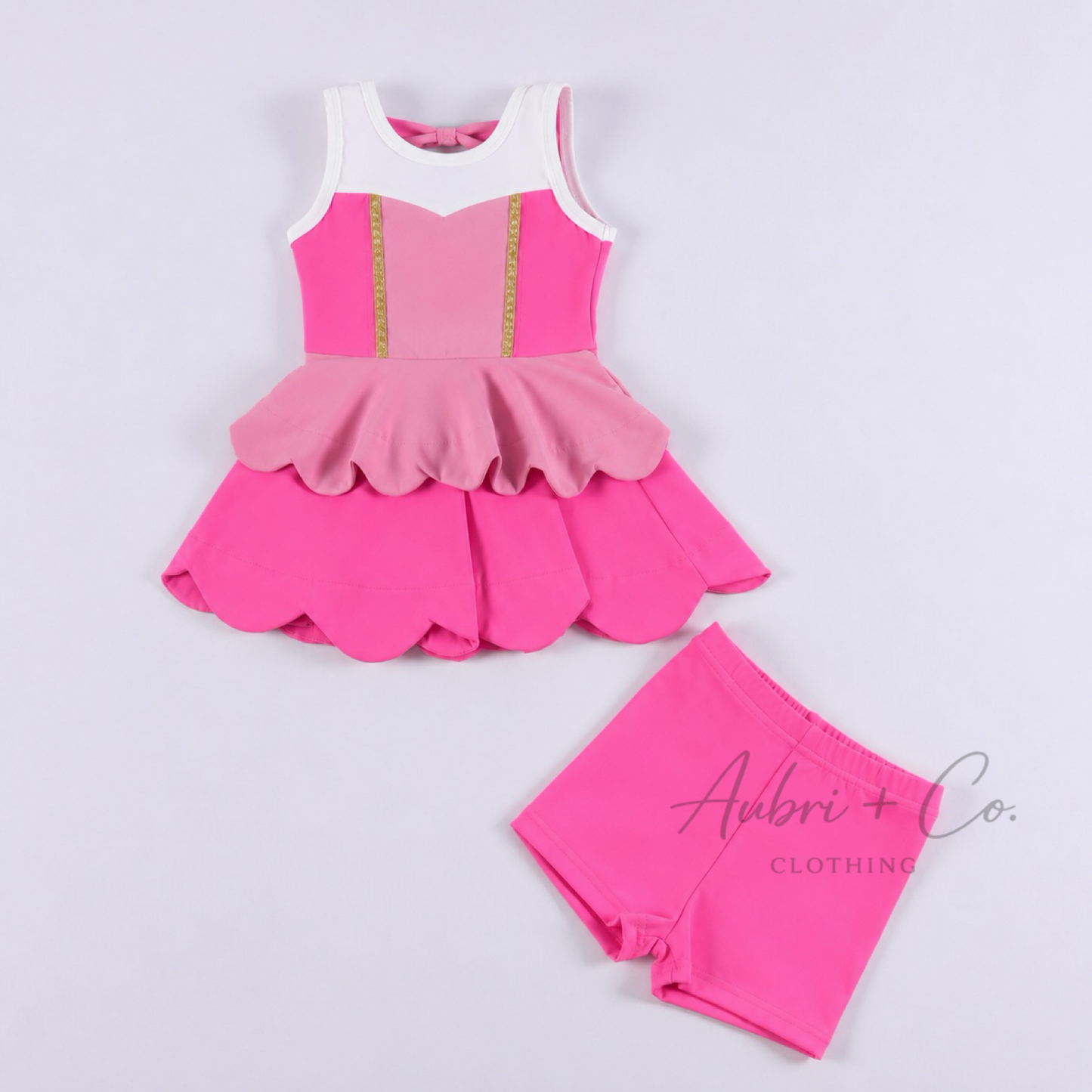 Sleeping Beauty Princess Bow Back Athletic Yoga Dress + Short Set AUG VAULT