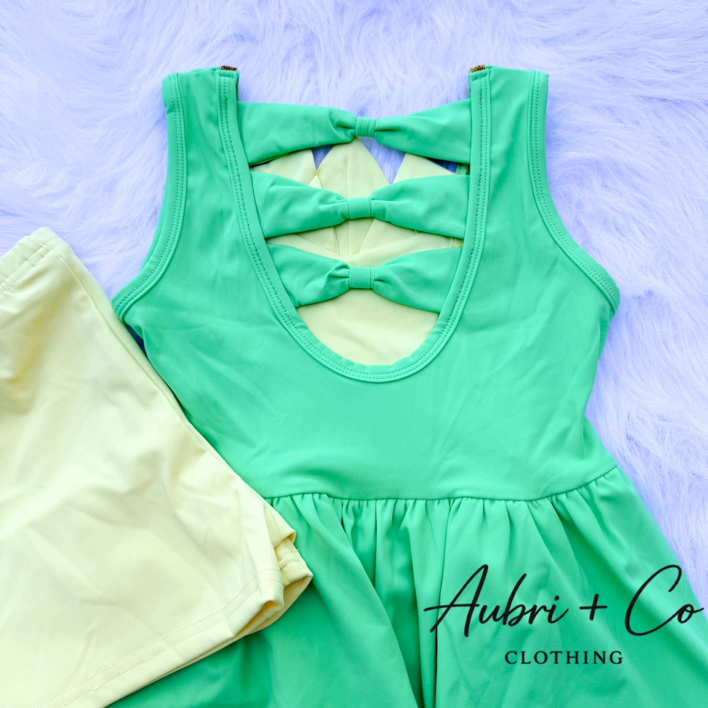 Bayou Princess Bow Back Athletic Yoga Dress + Short Set