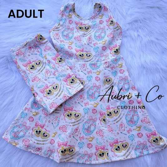 ADULT Pink Magic on Main St Athletic Yoga Dress + Short Set