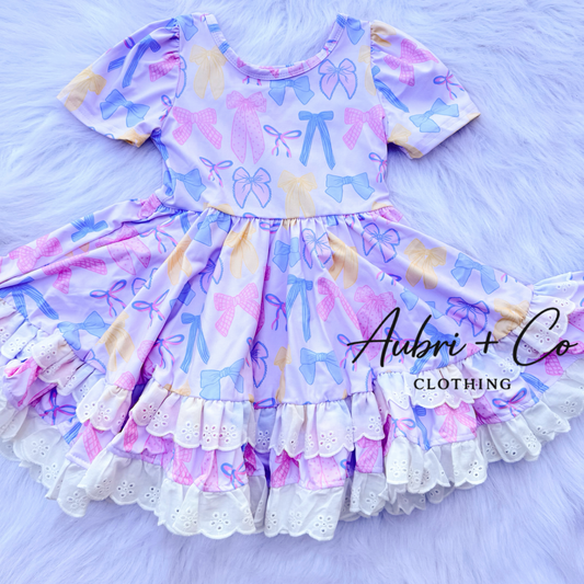 Pastel Bows Lace Dress
