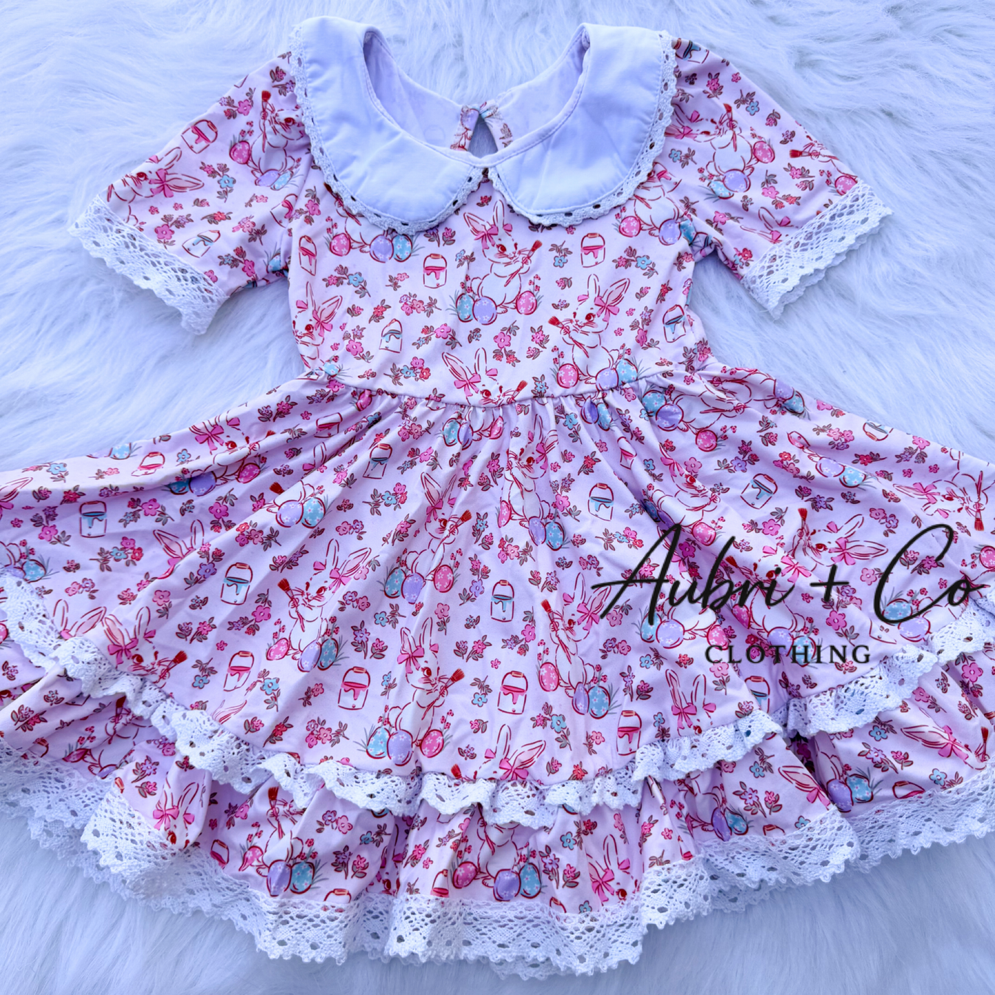 Vintage Bunny Lace Collar Dress