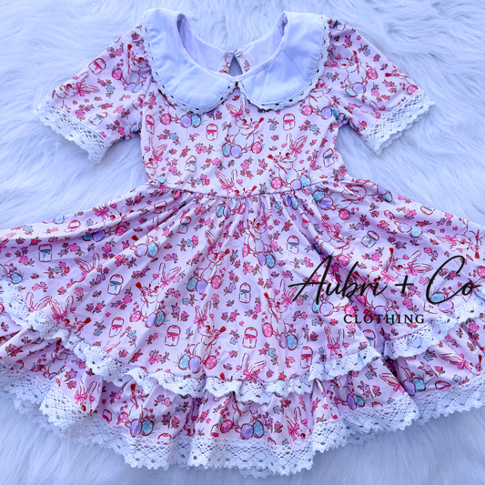 Vintage Bunny Lace Collar Dress